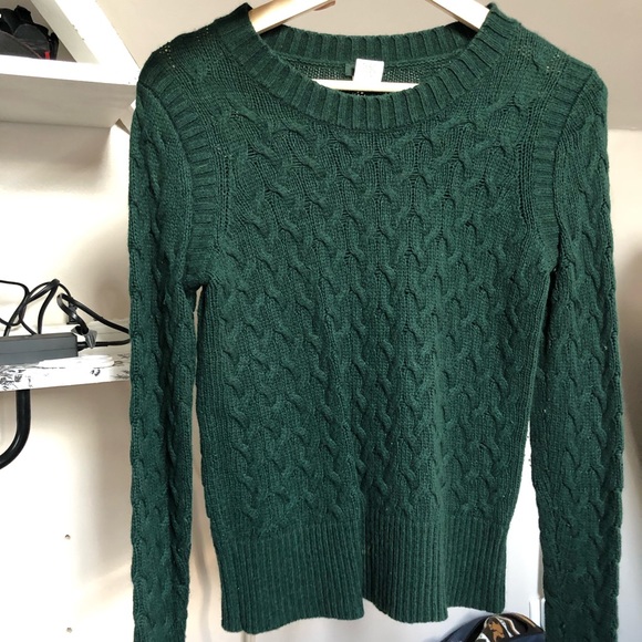 J Crew Honeycomb Forest Green Crew Neck Sweater Size XXS - Picture 5 of 5